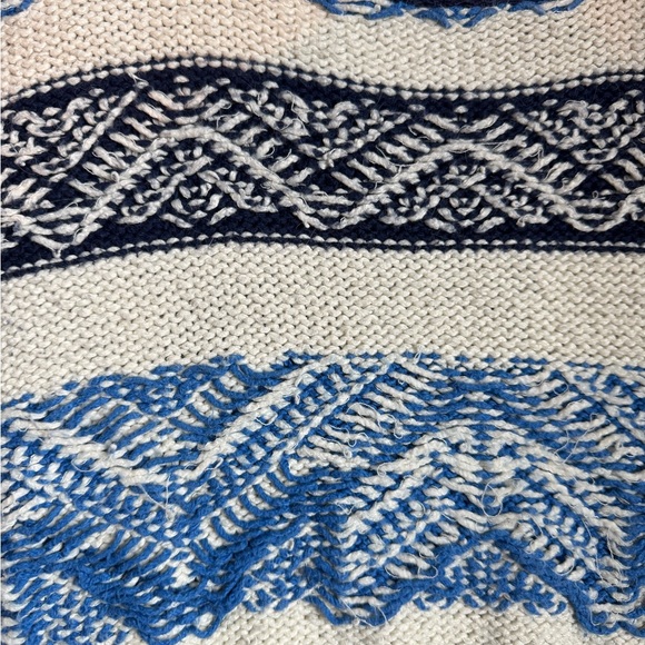 Free People Snow Angel Nordic Fair Isle Sweater Blue Thermal Knit Oversized Med - Picture 13 of 13